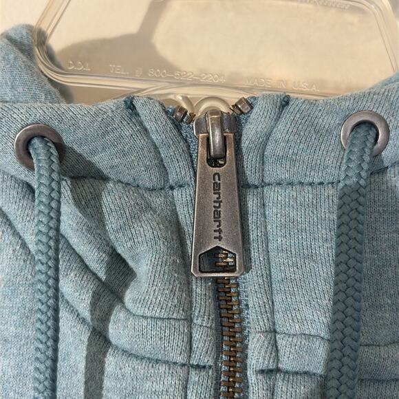 Carhartt Blue 1/4 Zip Hooded Sweatshirt Pullover Hoodie Youth Girl Large 12-14 - Picture 9 of 15